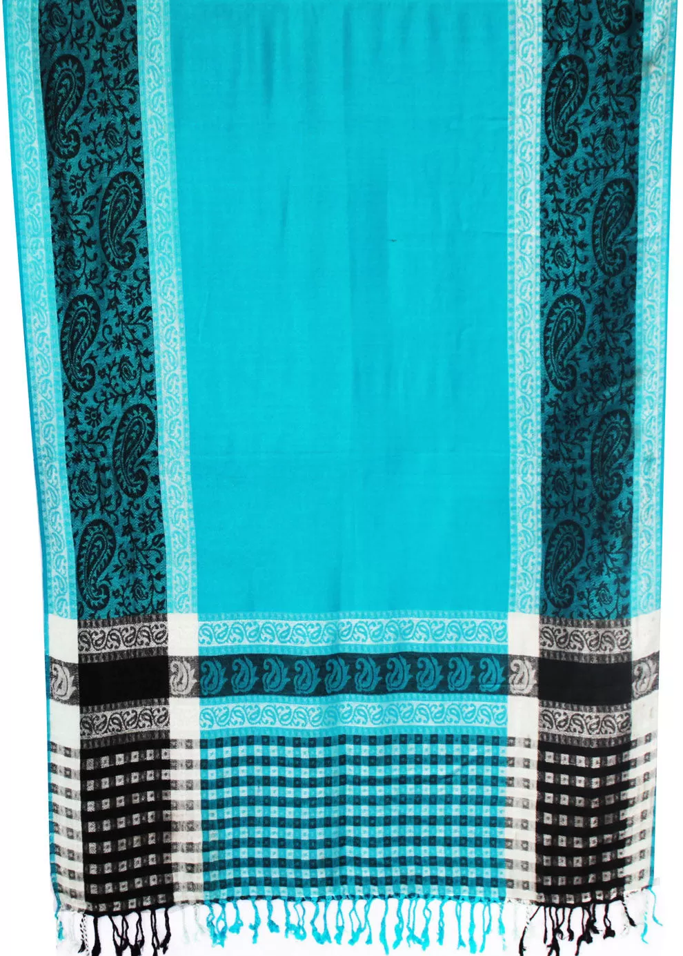 Indian Scarves Womens Jamawar Wrap India Clothes (Blue, 80 x 28 inches)