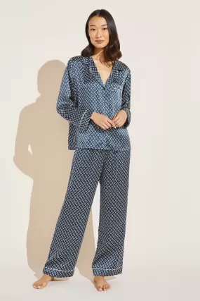 Inez Washable Silk Printed Long PJ Set