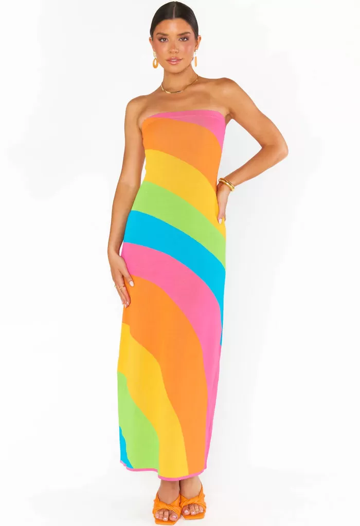 Island Nights Tube Dress-Salty Rainbow Stripe Knit