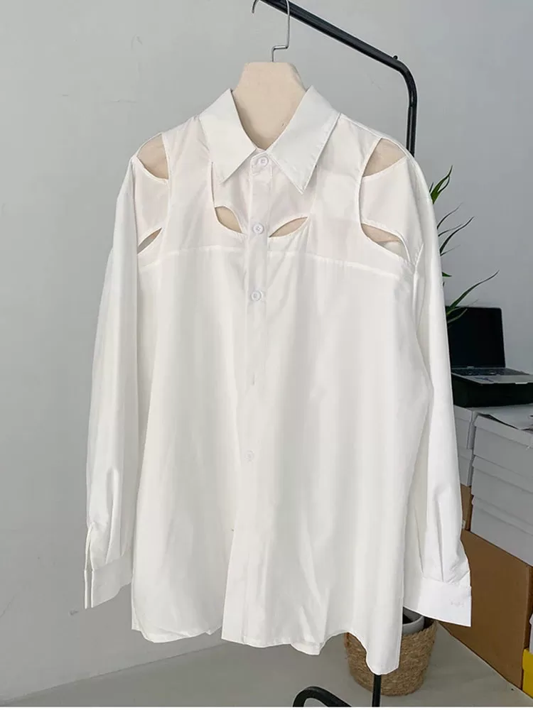 Jazz Up White Shirt with Romantic Cut Outs