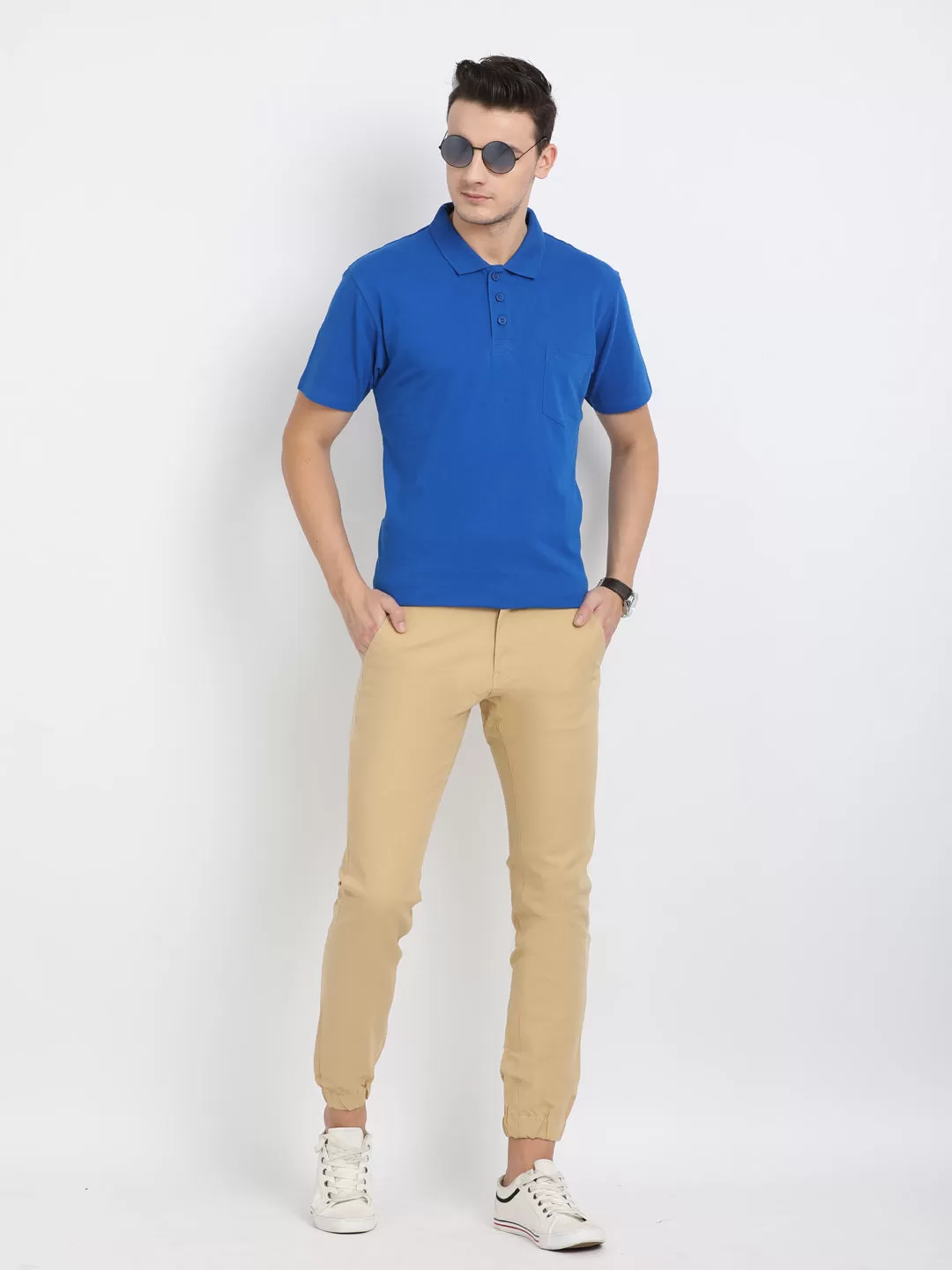 JDC Men's Blue Solid T.Shirt