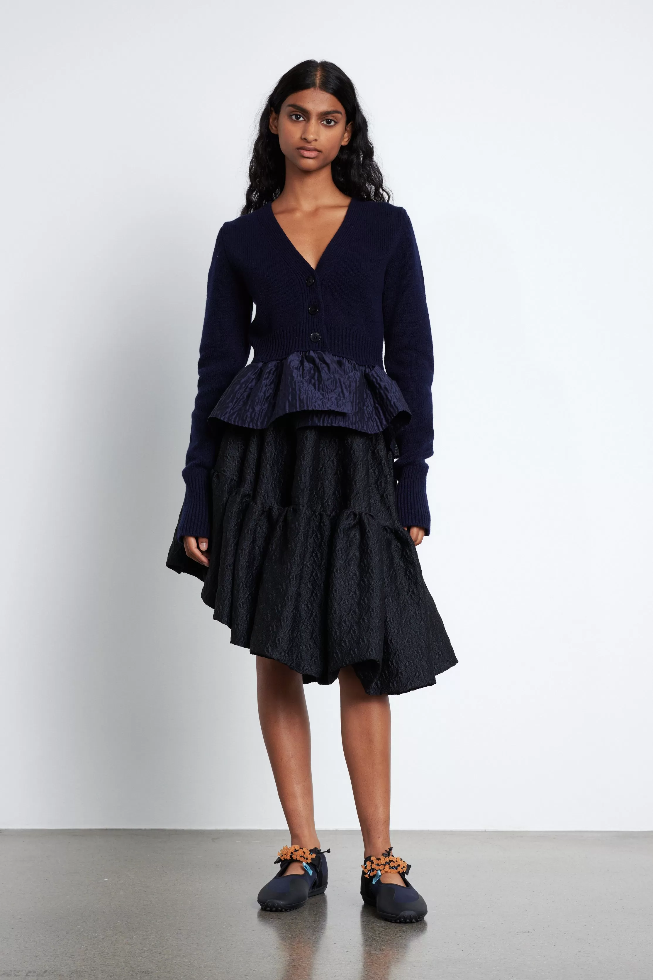 JOELLE | CROPPED CARDIGAN RECYLCED CASHMERE NAVY