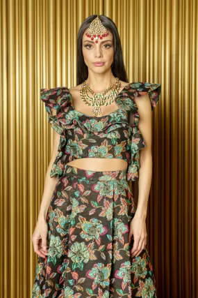 KAIA Floral Jacquard Crop Top