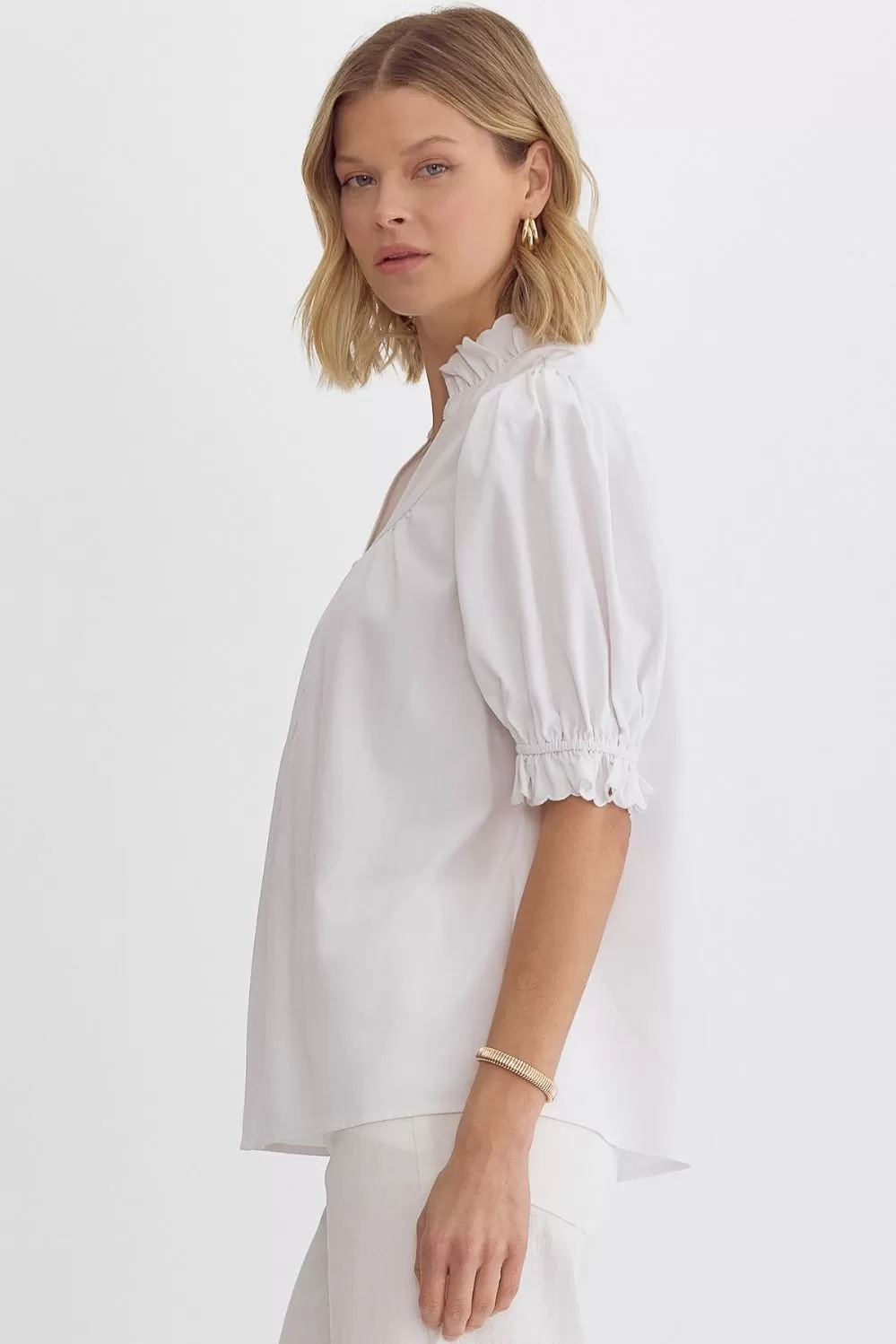 Katherine Puff Sleeve Top (White)