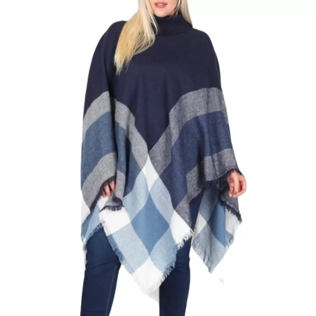 KNIT PONCHO LONG SLEEVE TURTLENECK