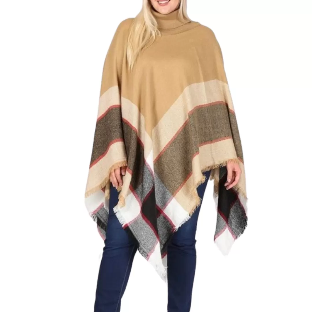 KNIT PONCHO LONG SLEEVE TURTLENECK