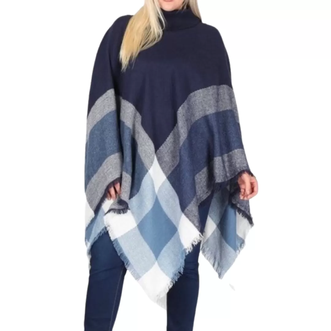 KNIT PONCHO LONG SLEEVE TURTLENECK