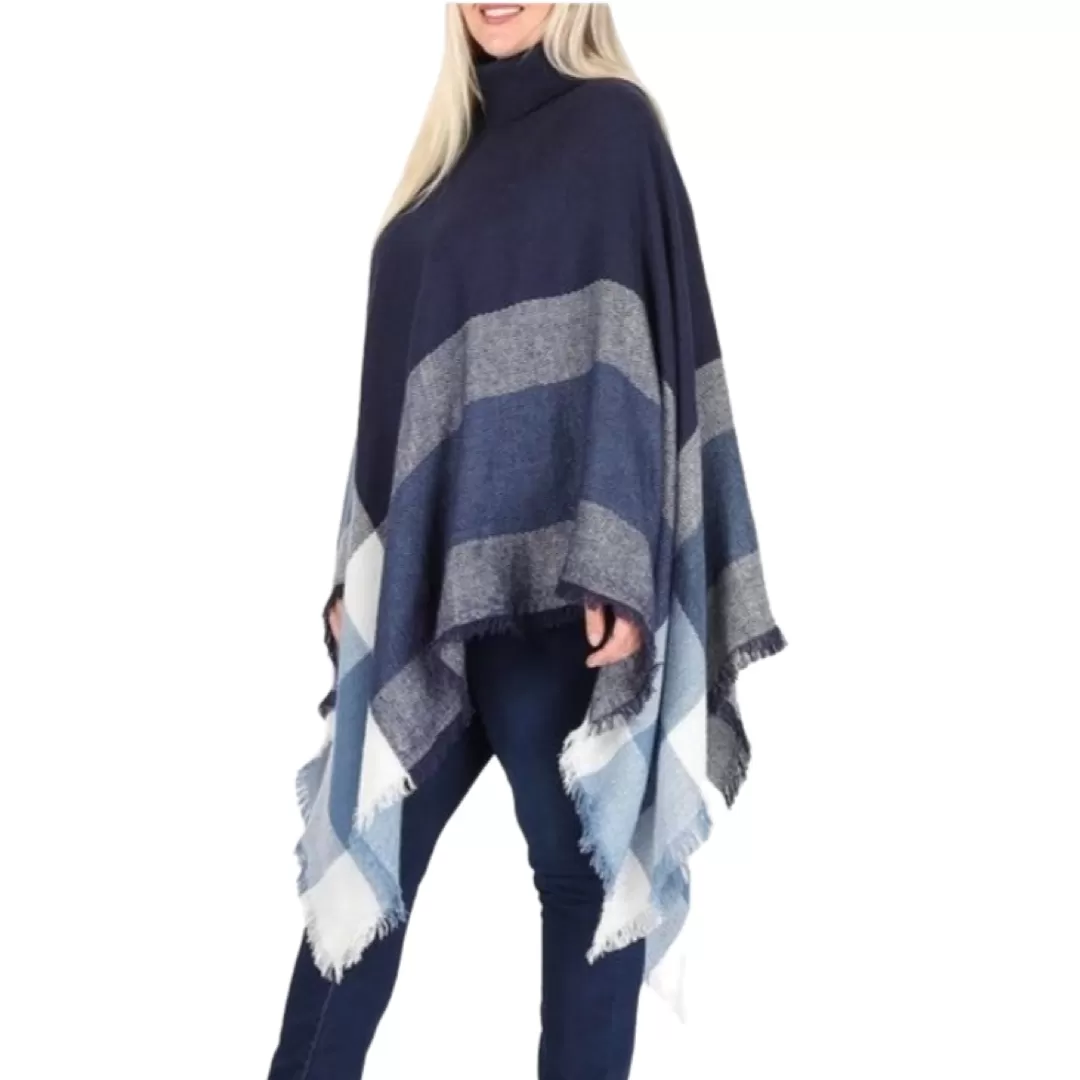 KNIT PONCHO LONG SLEEVE TURTLENECK