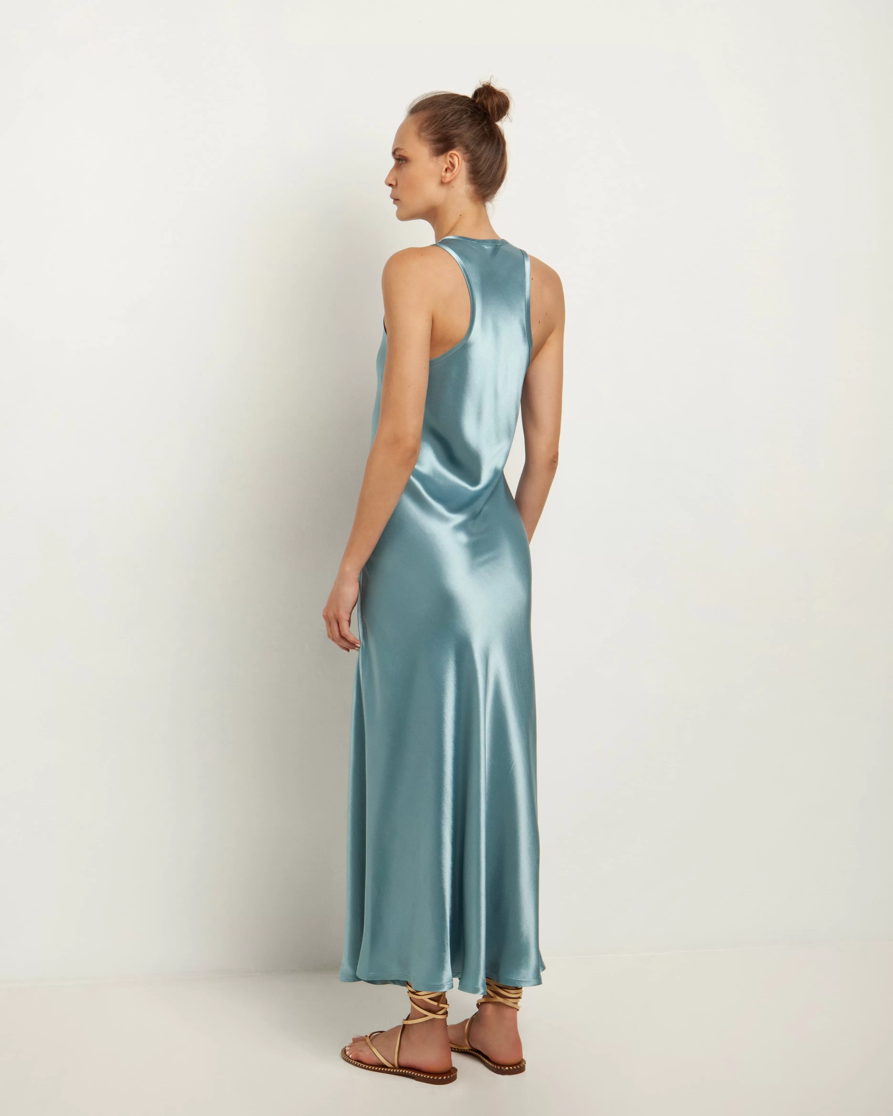 Kori Satin Midi Slip Dress | Sky Blue