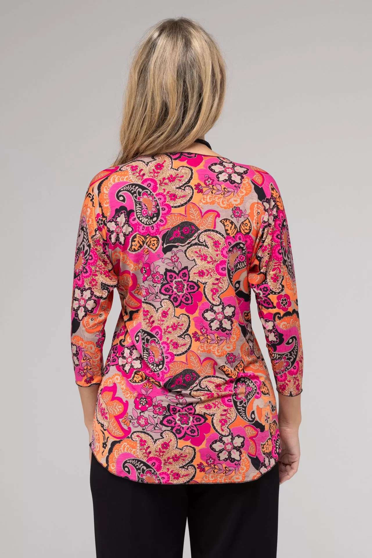 Kuta Print 3/4 Sleeve Jersey Top