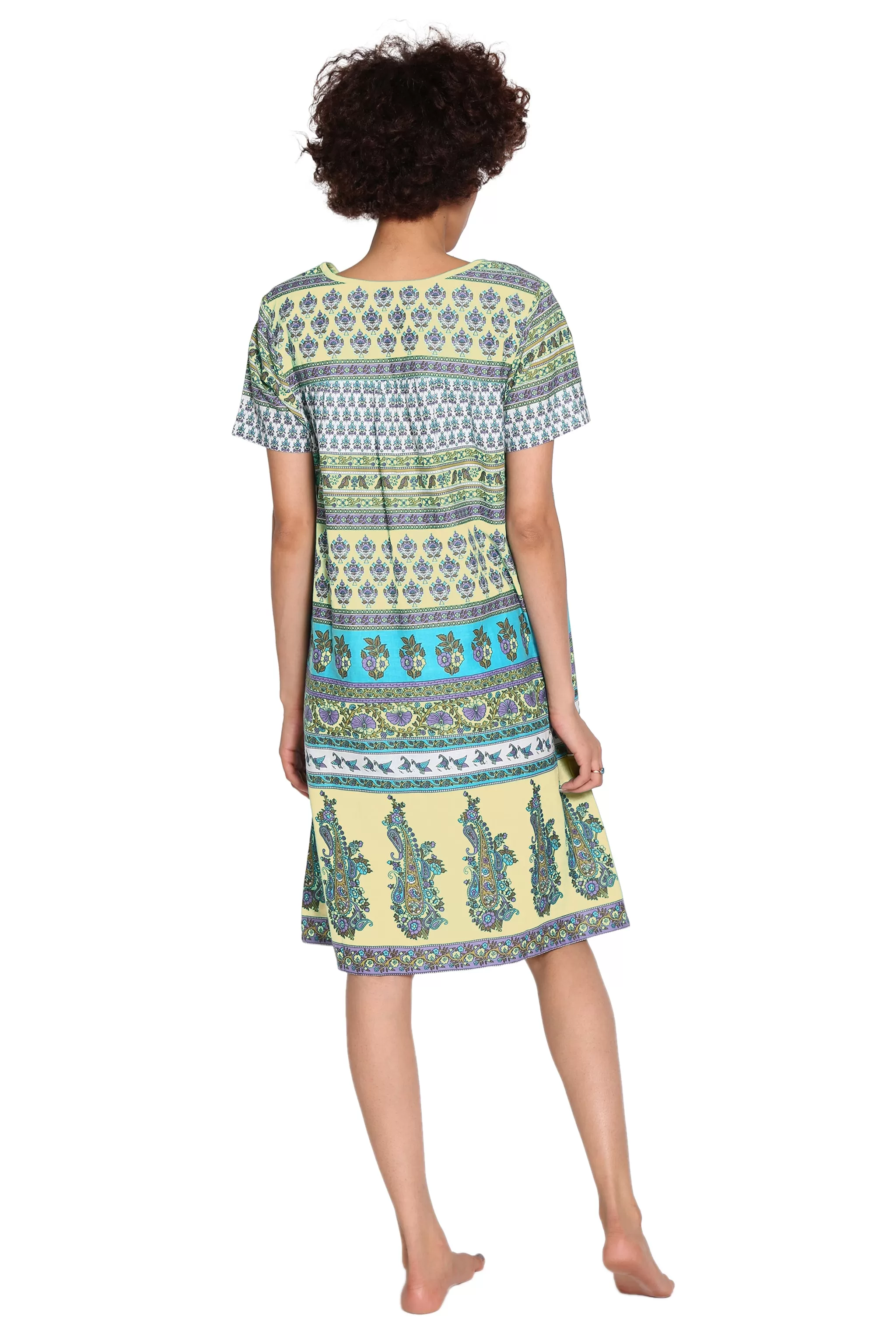 La Cera 100% Cotton Mixed Paisley Printed Dress