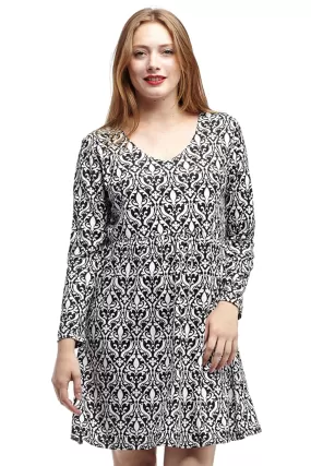 La Cera Baroque Print Pullover Tunic Top