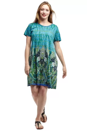 La Cera Novelty Paisley Print Short Sleeve Dress