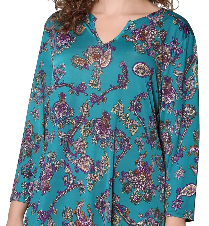 La Cera Paisley Print Long Sleeve Dress