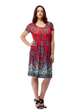 La Cera Paisley Printed Short Sleeve Dress