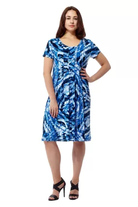 La Cera Paisley Tie Dye Print Short Sleeve Dress