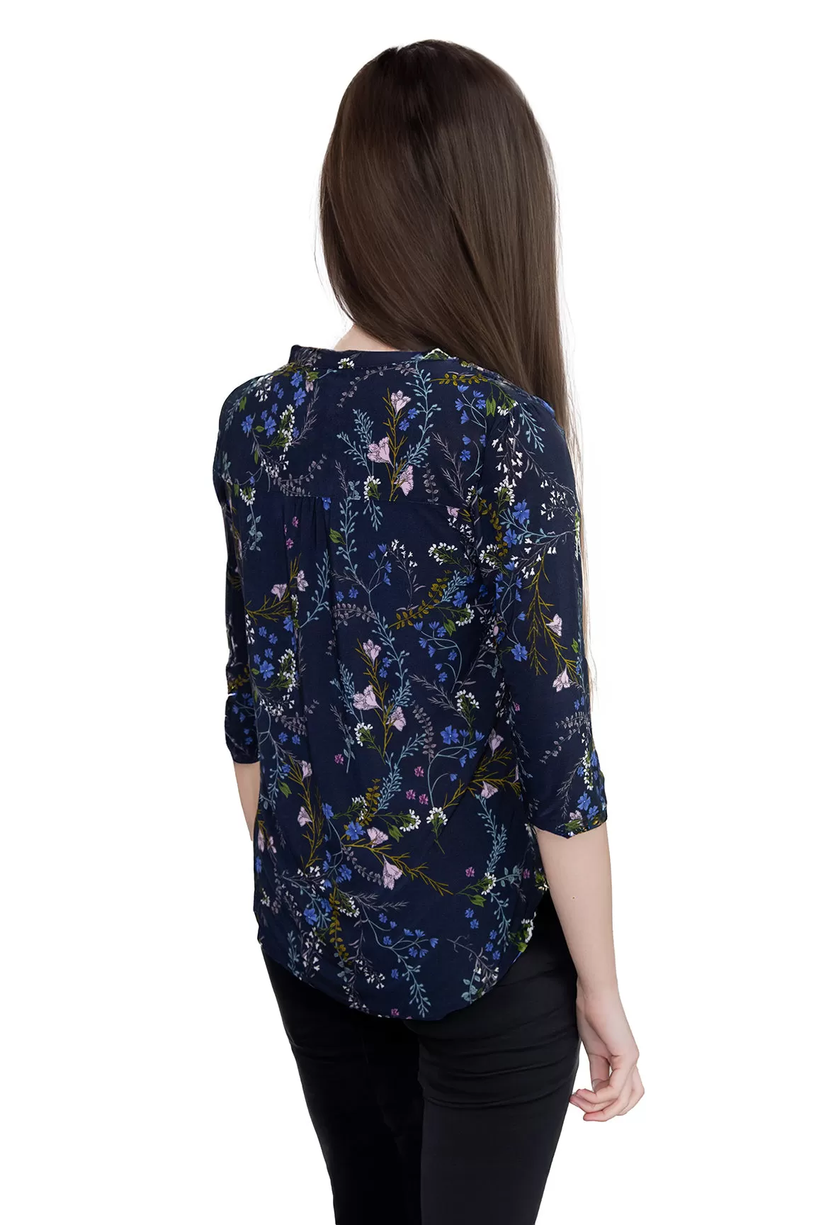 La Cera Pleated Floral Print Tunic