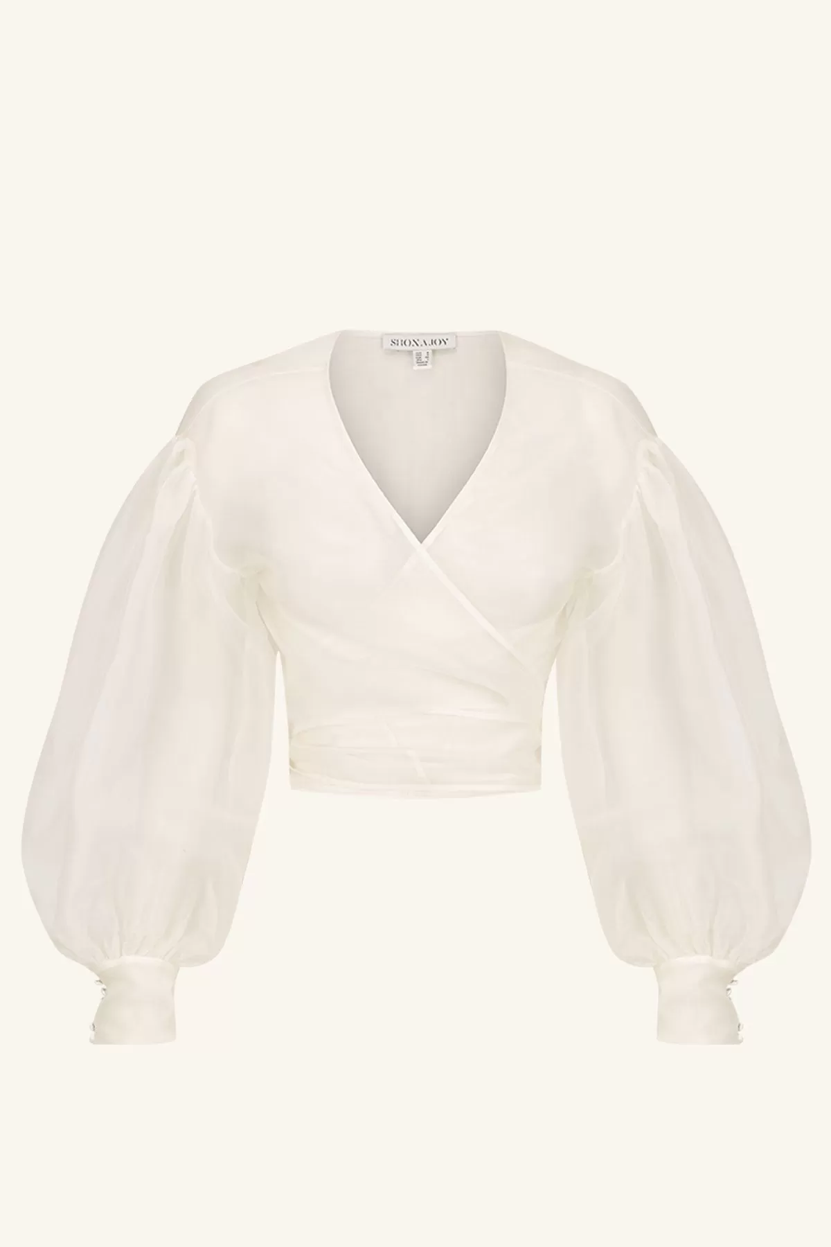 LA LUNE LIA SILK WRAP CROP BLOUSE - IVORY