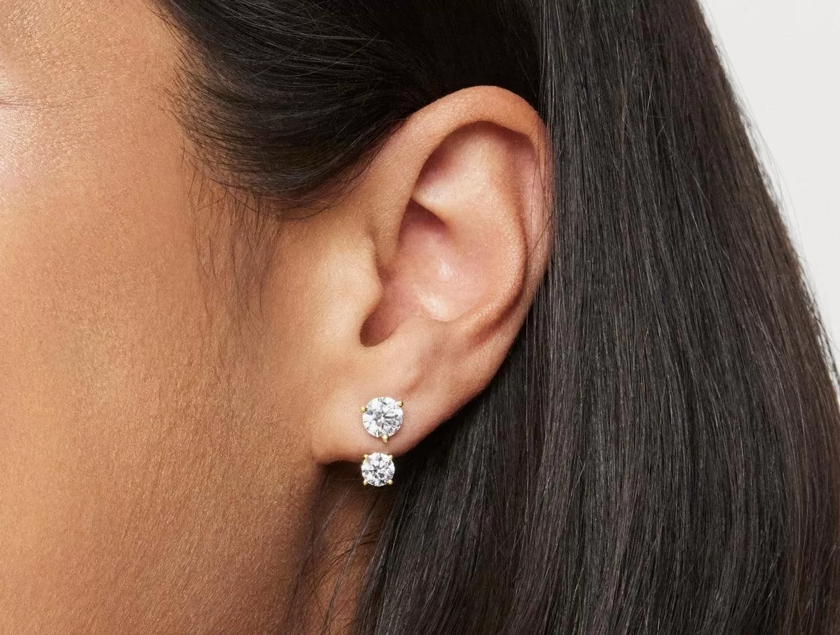 Lab-Grown Diamond 1ct. tw. Round Brilliant Solitaire Ear Jacket Earrings | White