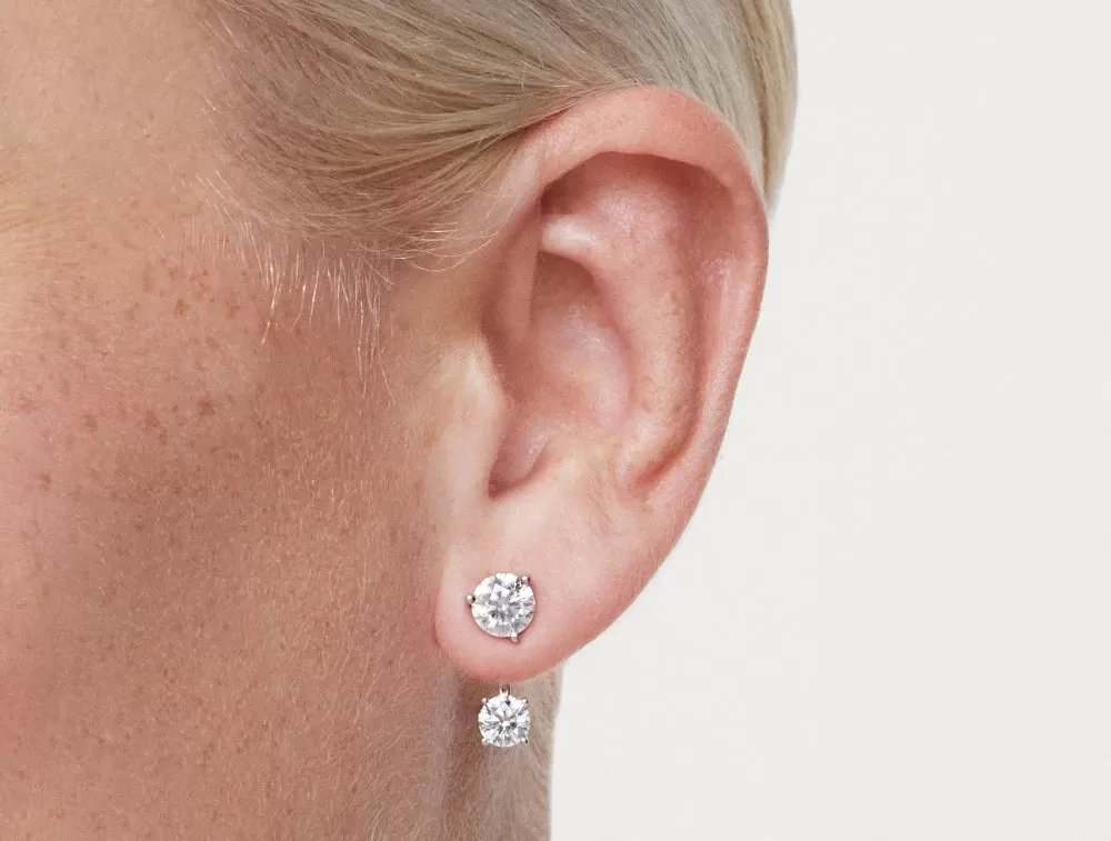 Lab-Grown Diamond 1ct. tw. Round Brilliant Solitaire Ear Jacket Earrings | White