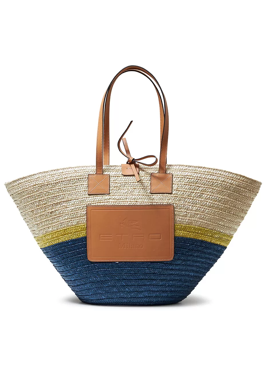 Large Tricolor Straw Handbag