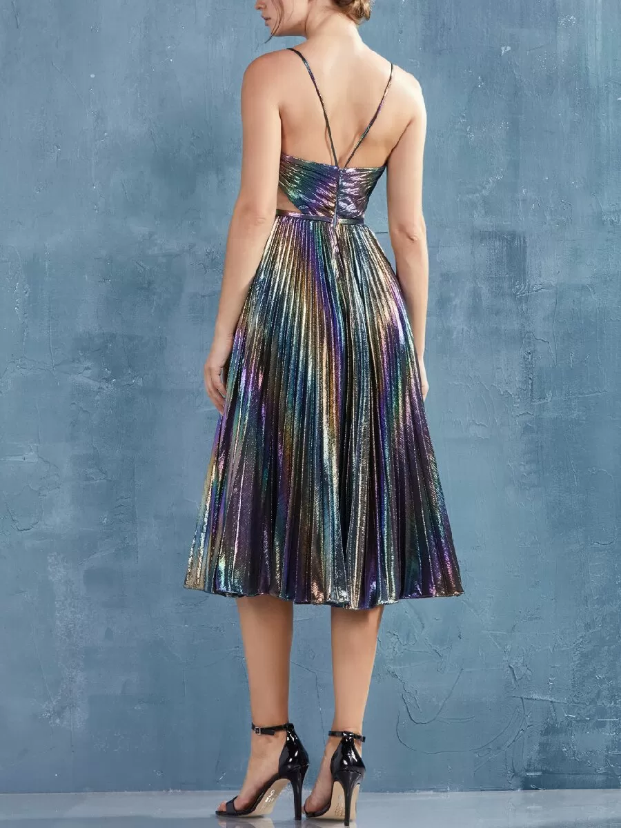 Laser Sling Pleated Dress