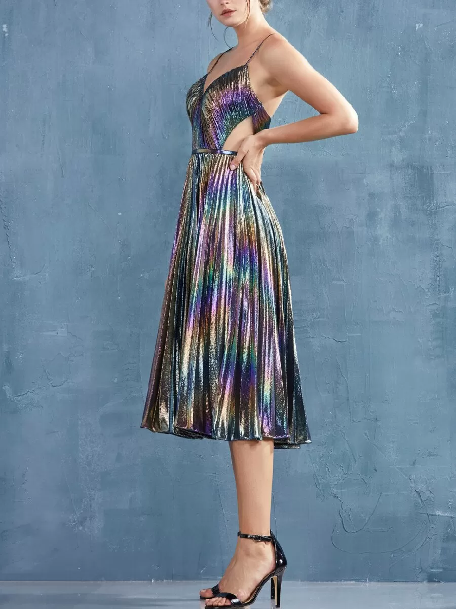 Laser Sling Pleated Dress