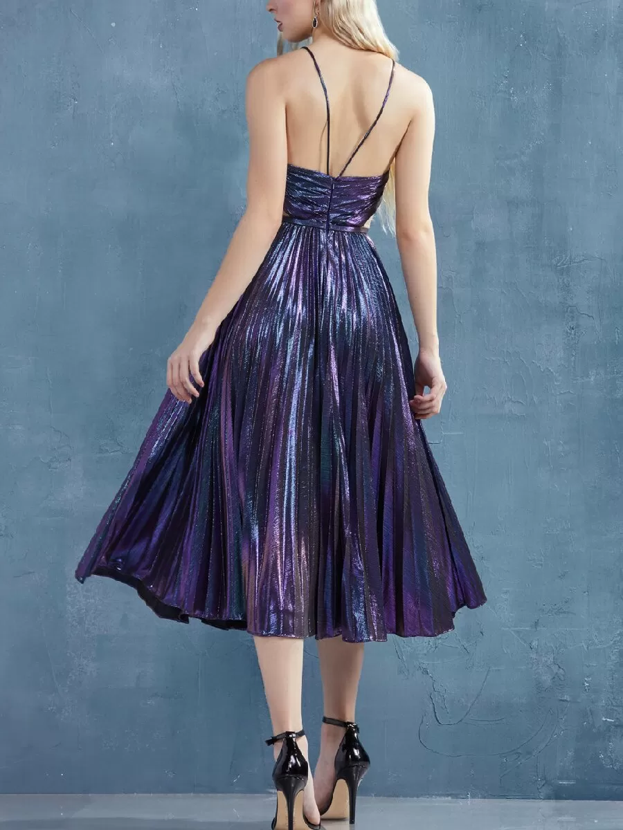 Laser Sling Pleated Dress