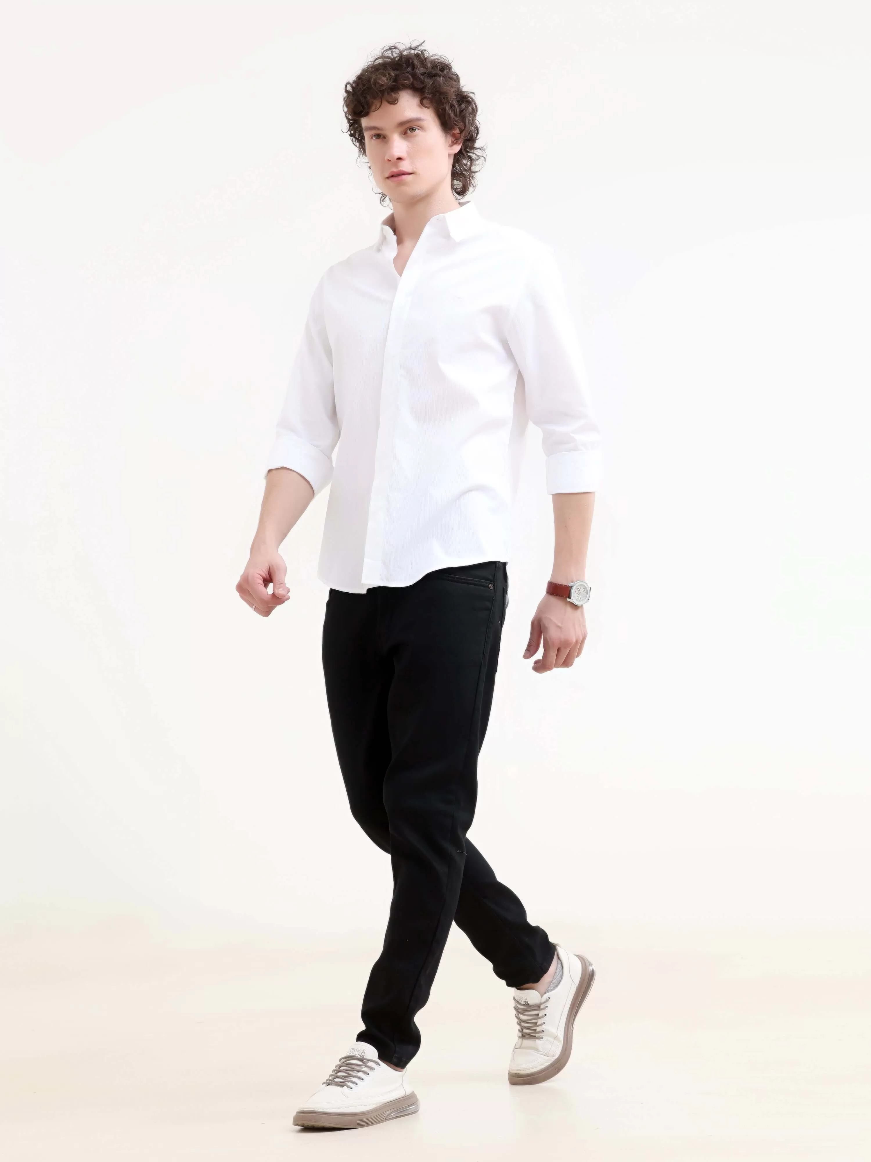 Layerr dusky white solid shirt