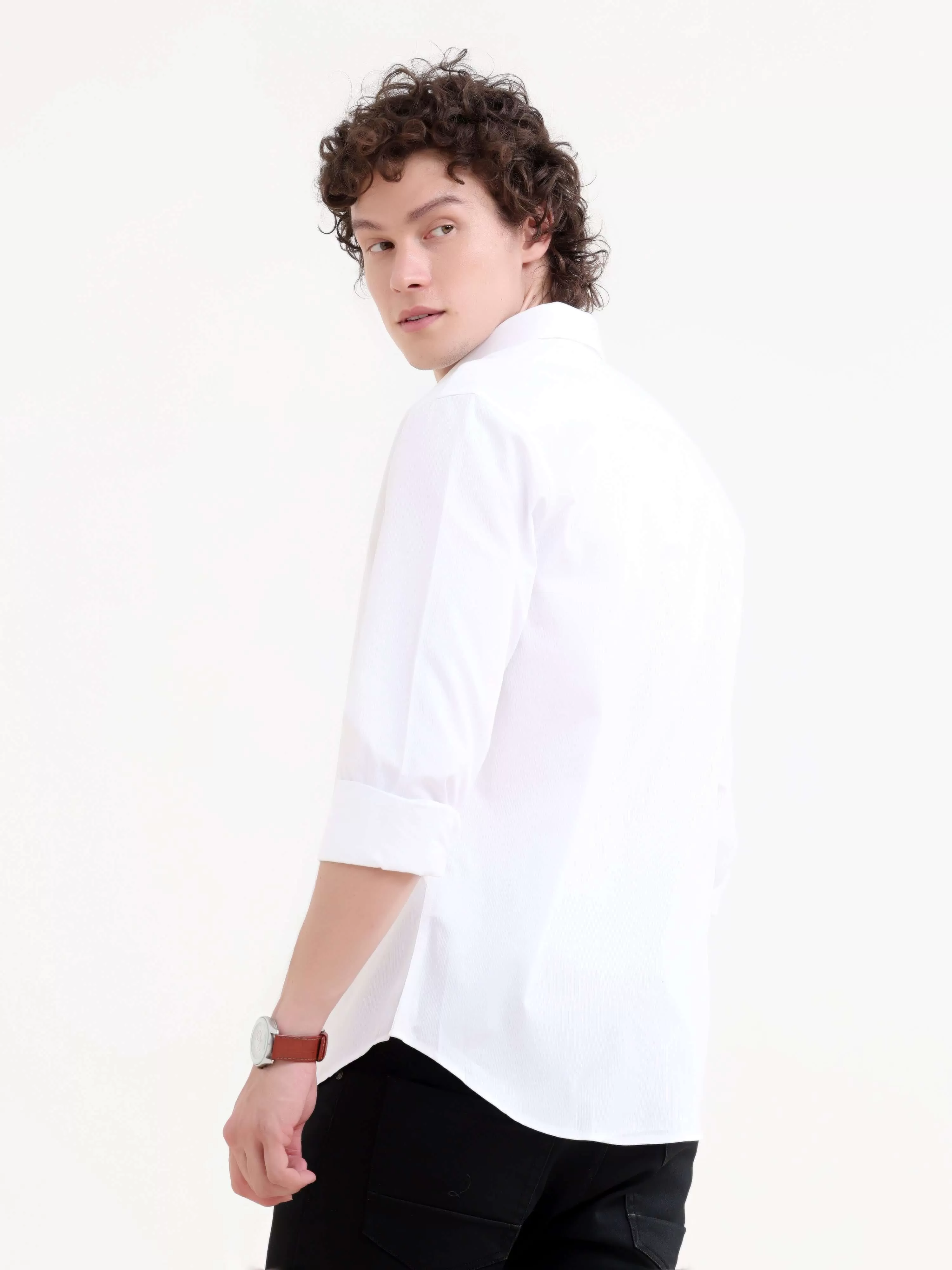 Layerr dusky white solid shirt