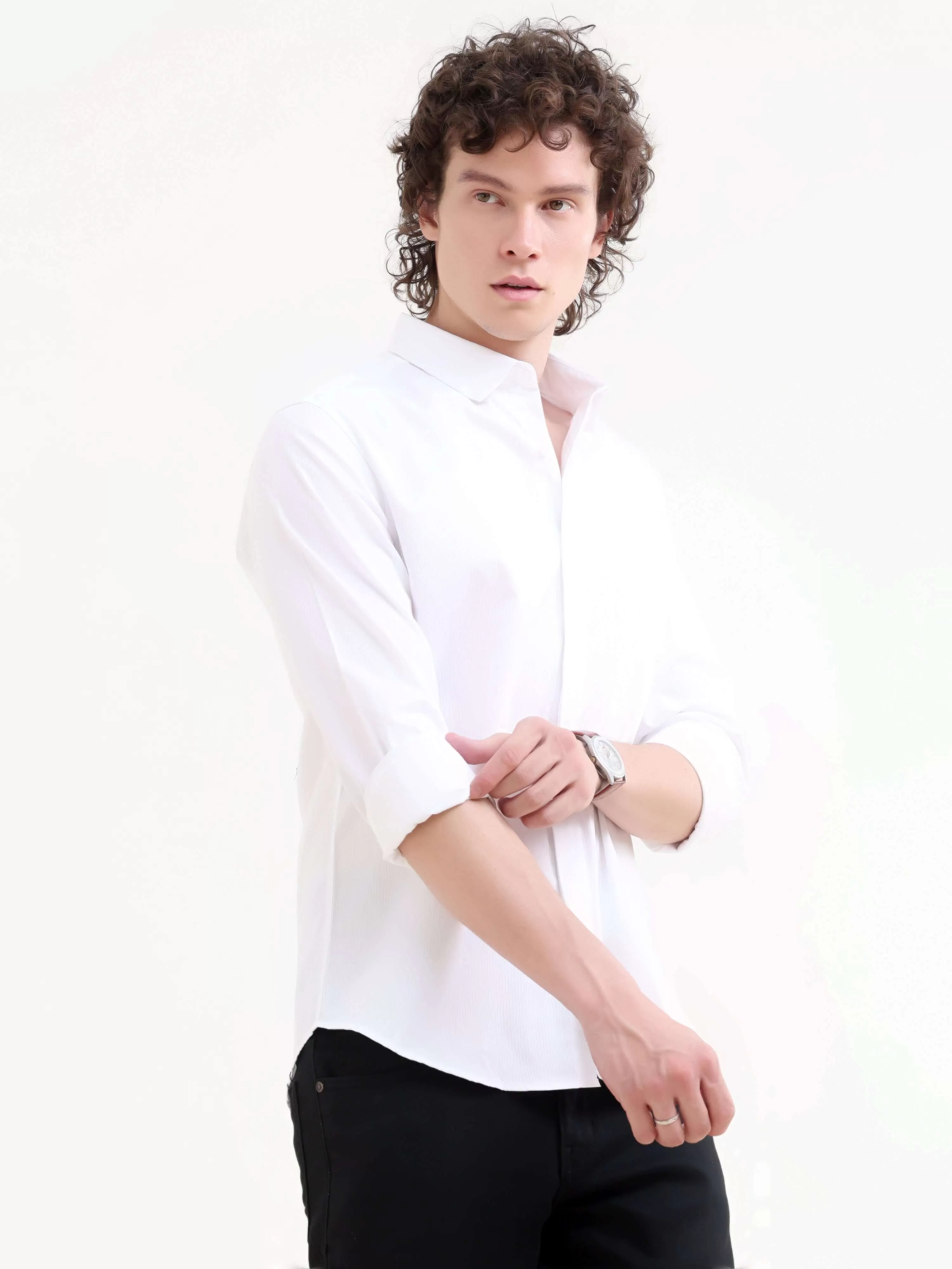 Layerr dusky white solid shirt