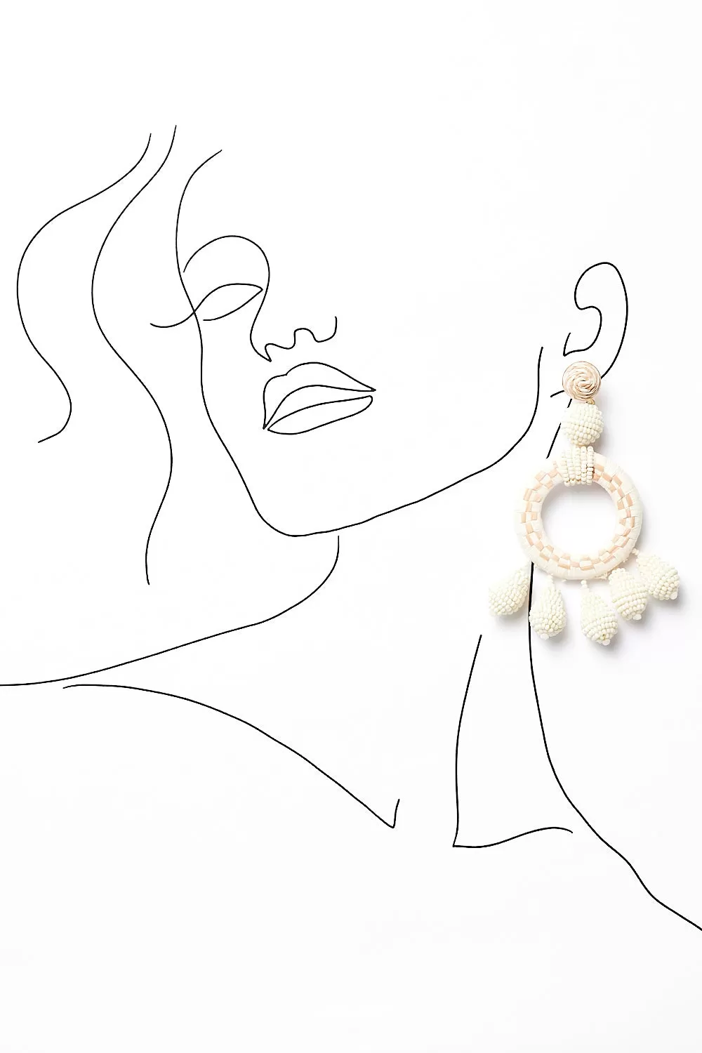 Leila Beaded Earring in White