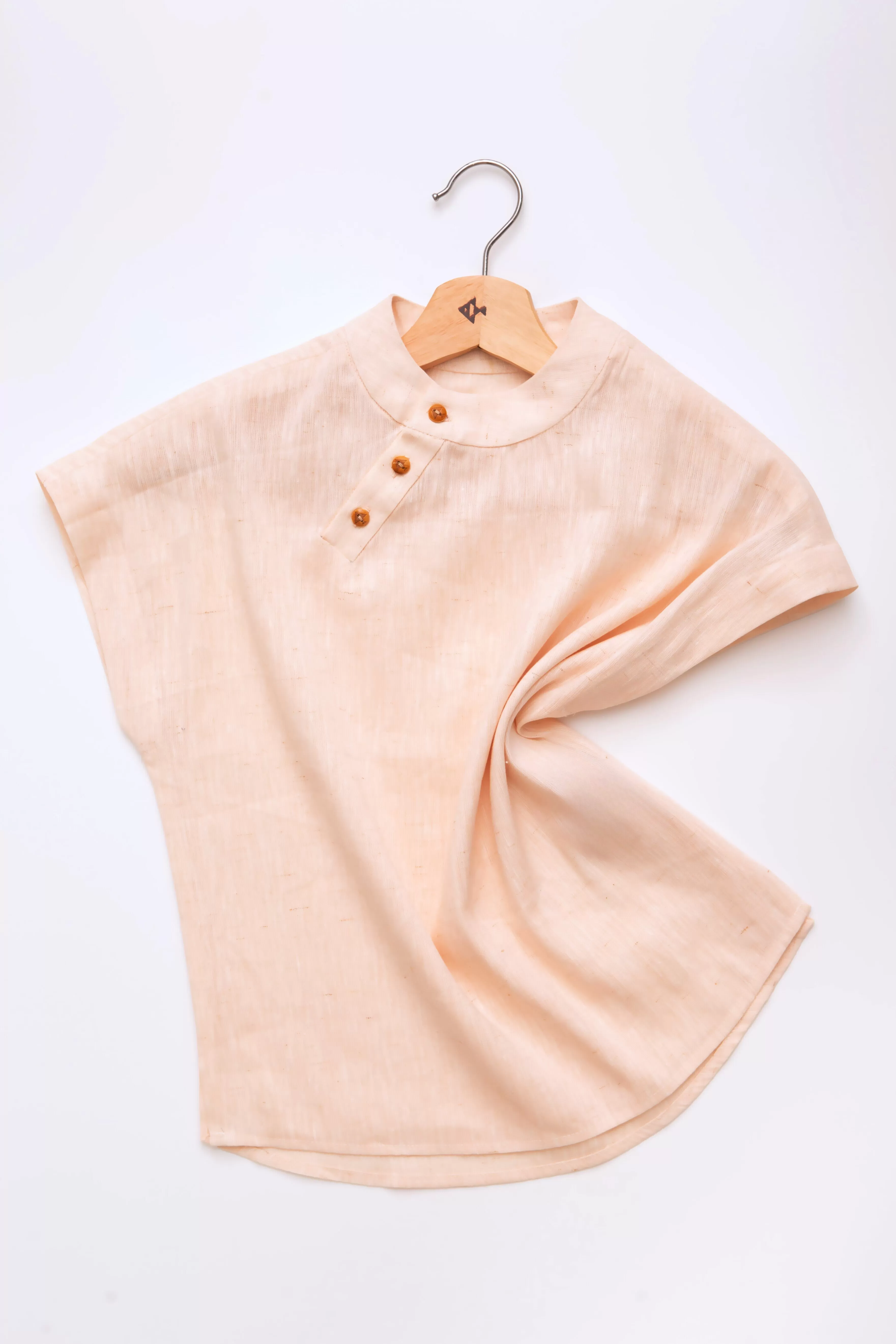 Linen Bamboo Wood Button Short Sleeve Top - TAKTAI