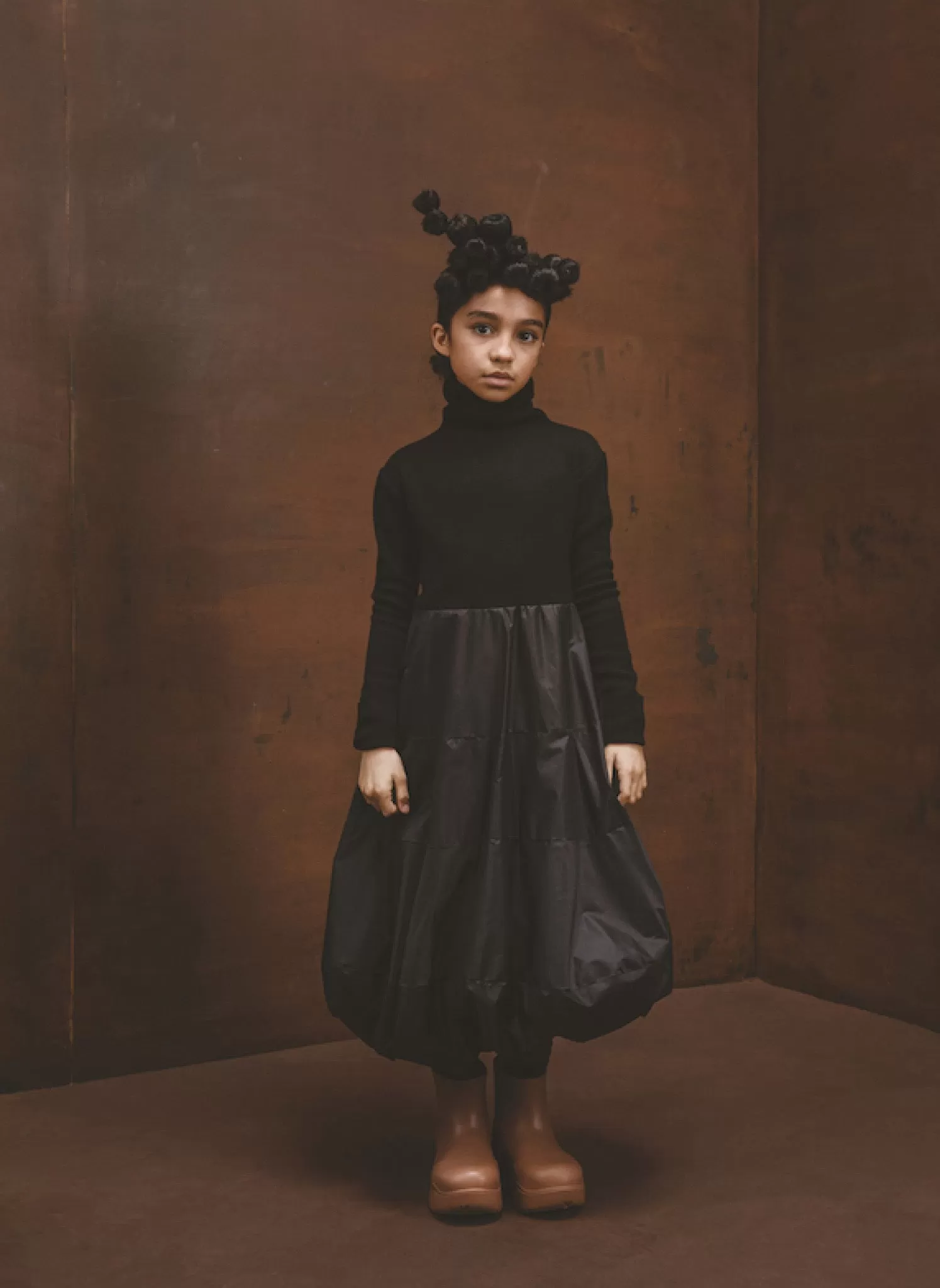 Little Creative Factory Black Balloon Turtleneck Dress