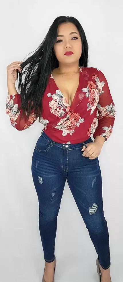 Long Sleeve Floral Blouse