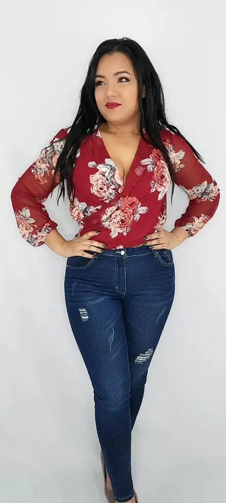 Long Sleeve Floral Blouse