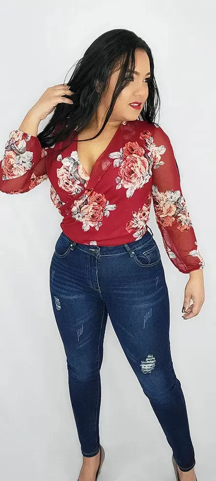 Long Sleeve Floral Blouse