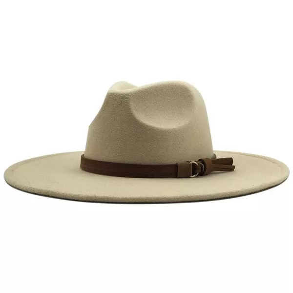 Lux Wide Brim Panama Hat-Beige