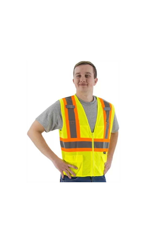 Majestic 75-3209 Hi-Vis Mesh Vest DOT Striping ANSI 2 R