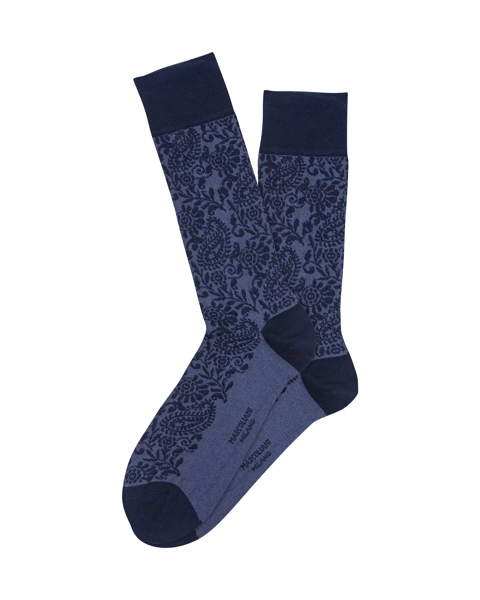 Marcoliani Pima Cotton Navy Flower Paisley Socks