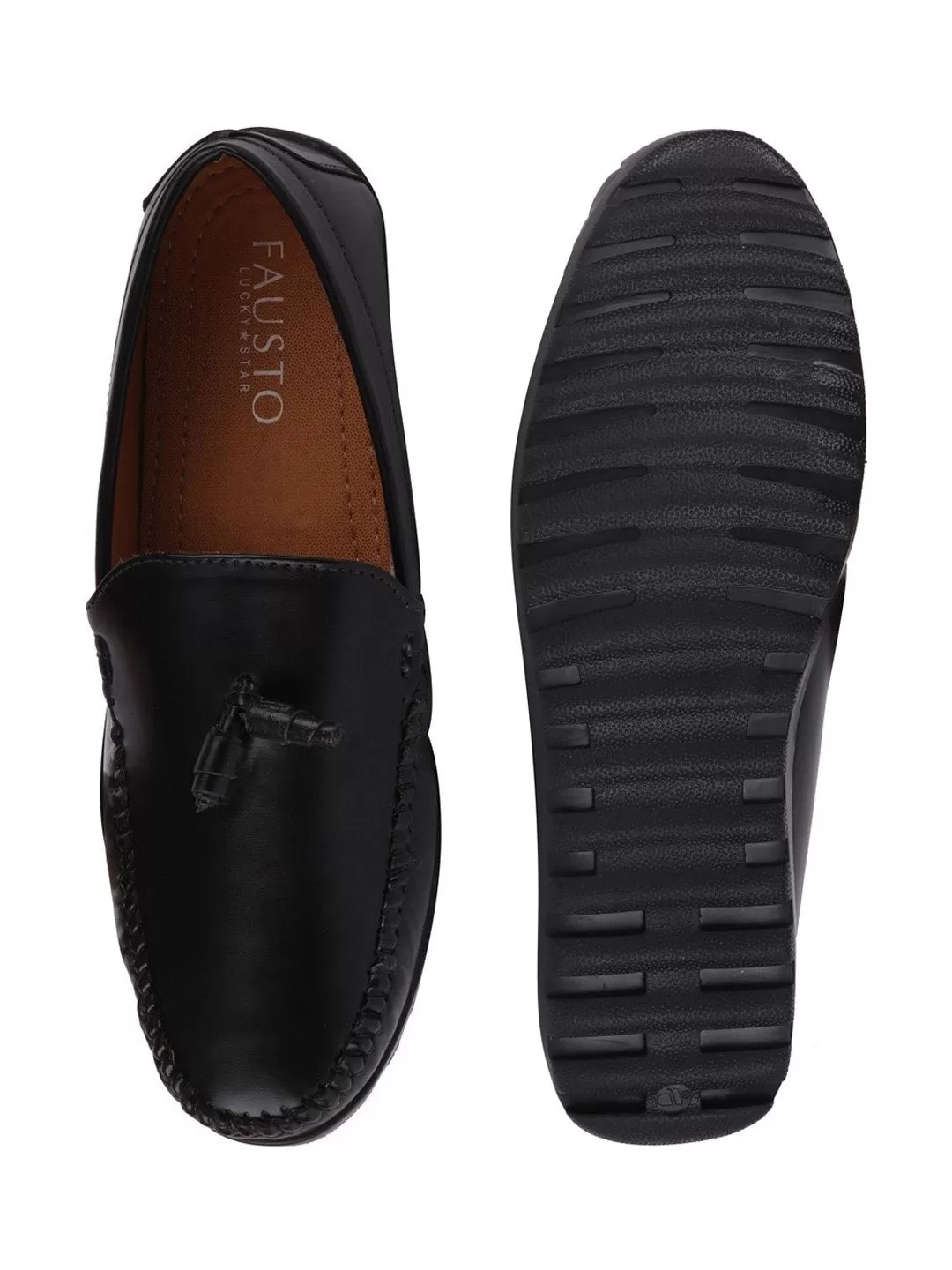 Men Black Casual Slip-On Loafers