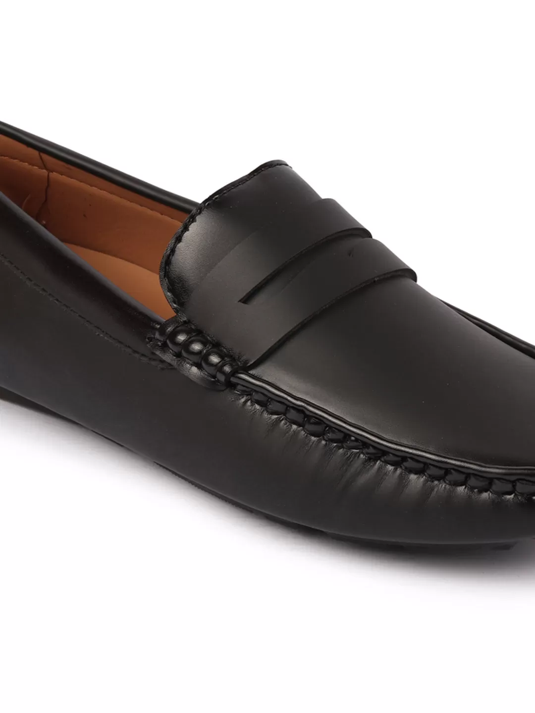 Men Black Hand Stitched Comfort Loafer and Moccasin Shoes