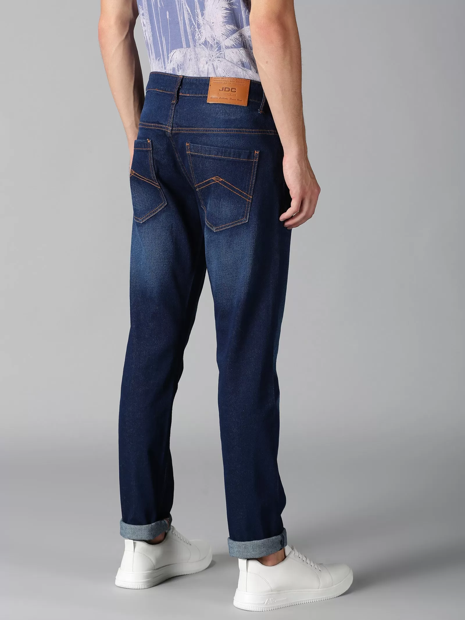 MEN'S BLUE SOLID SLIM FIT JEANS