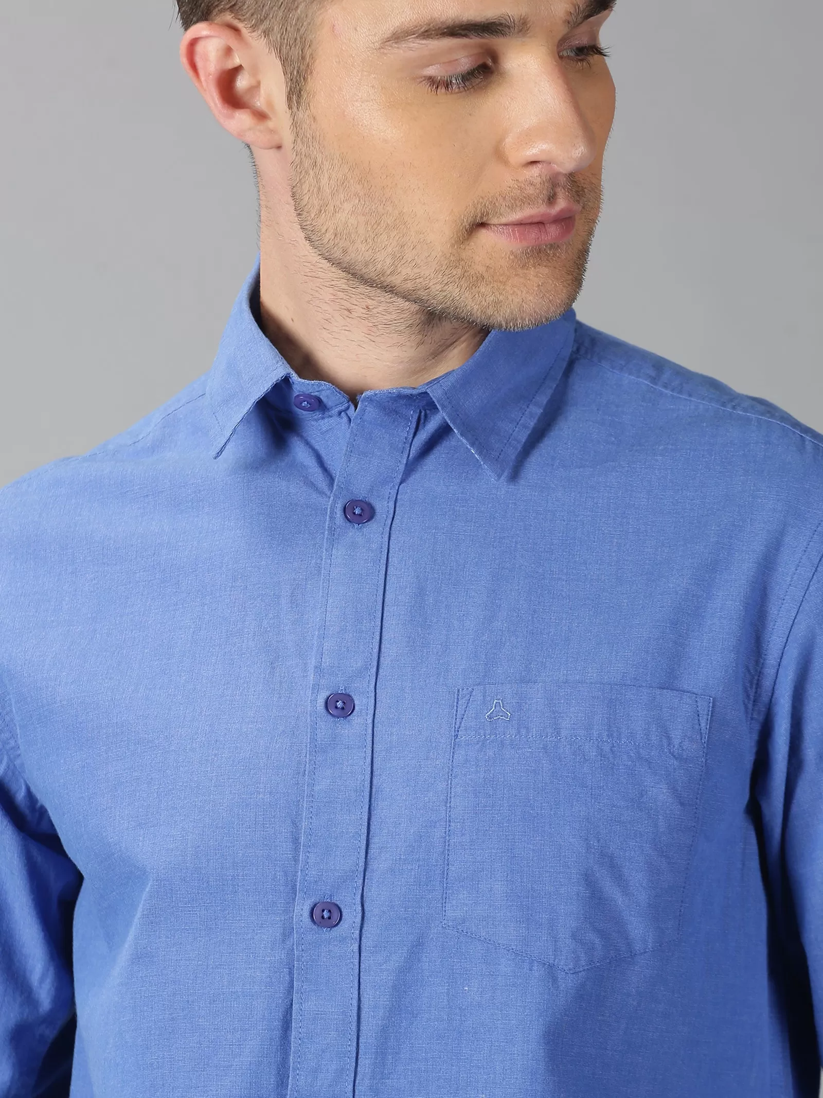 MEN'S BLUE SOLID SLIM FIT SHIRT