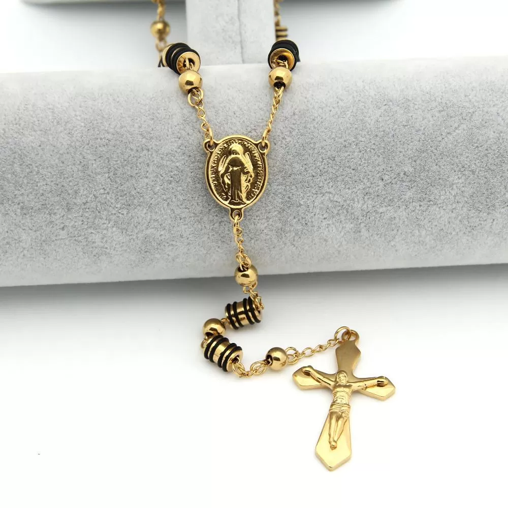 Metallic Gold Rosary with Chain-Linked Beads