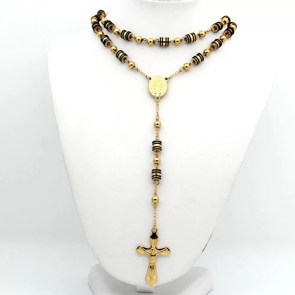 Metallic Gold Rosary with Chain-Linked Beads