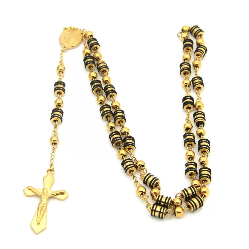 Metallic Gold Rosary with Chain-Linked Beads