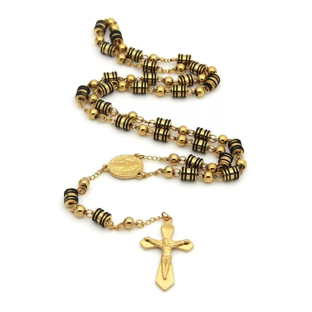 Metallic Gold Rosary with Chain-Linked Beads