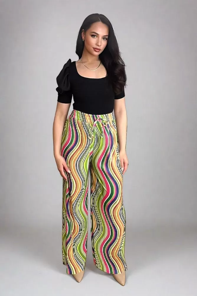 Multicolour Plisse Chiffon Trousers