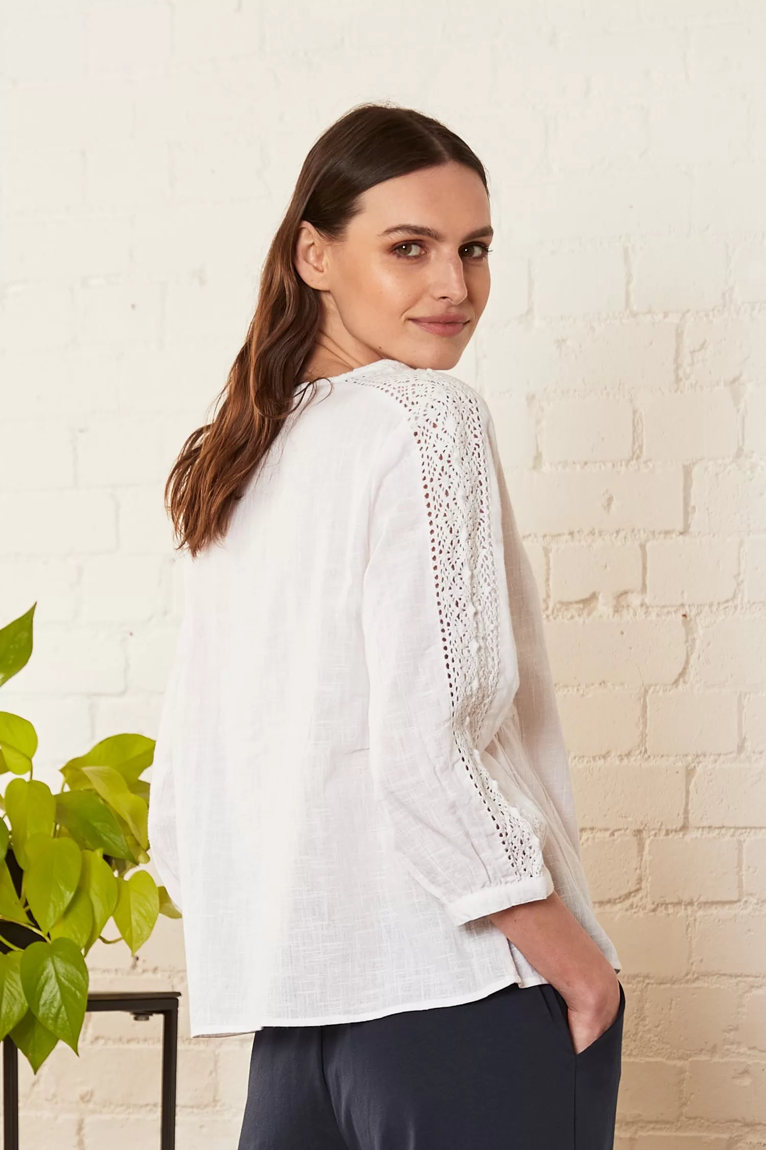 Nomads - Lace Trim Shirt - White